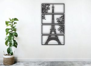 Eiffelova věž řezana ze 4 dílu březové překližky | 33 x 60 cm, 66 x 120 cm, 88 x 160 cm