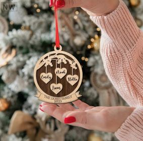 Dřevěná vánoční ozdoba - rodina jklaser-design